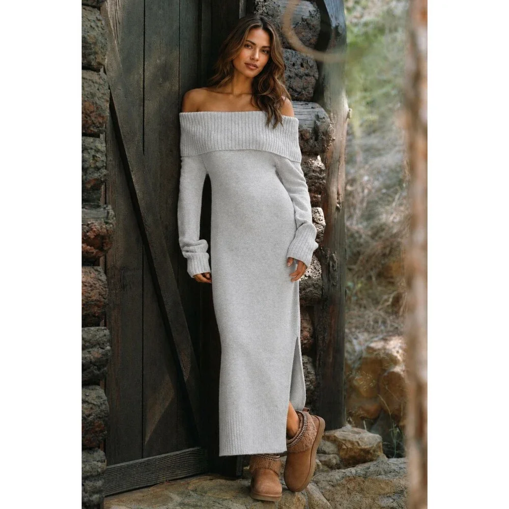 ANTHROPOLOGIE DAILY PRACTICE Women's New Maxi Sweater Dress 3X Gray Soft‎ Knit
